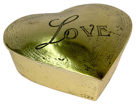 Brass Love Heart Shaped Box - Click Image to Close